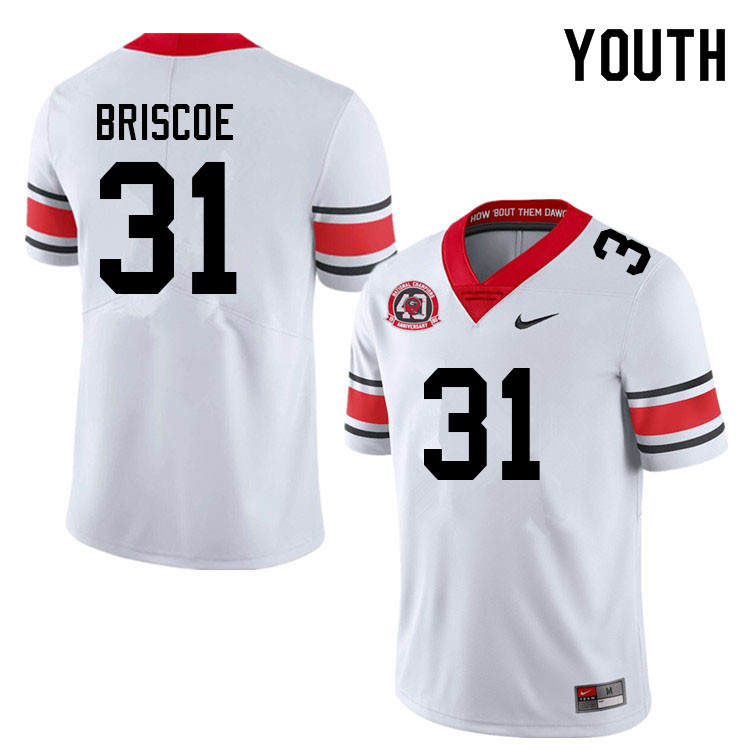Youth #31 Grant Briscoe Georgia Bulldogs College Football Jerseys Sale-40th Anniversary
